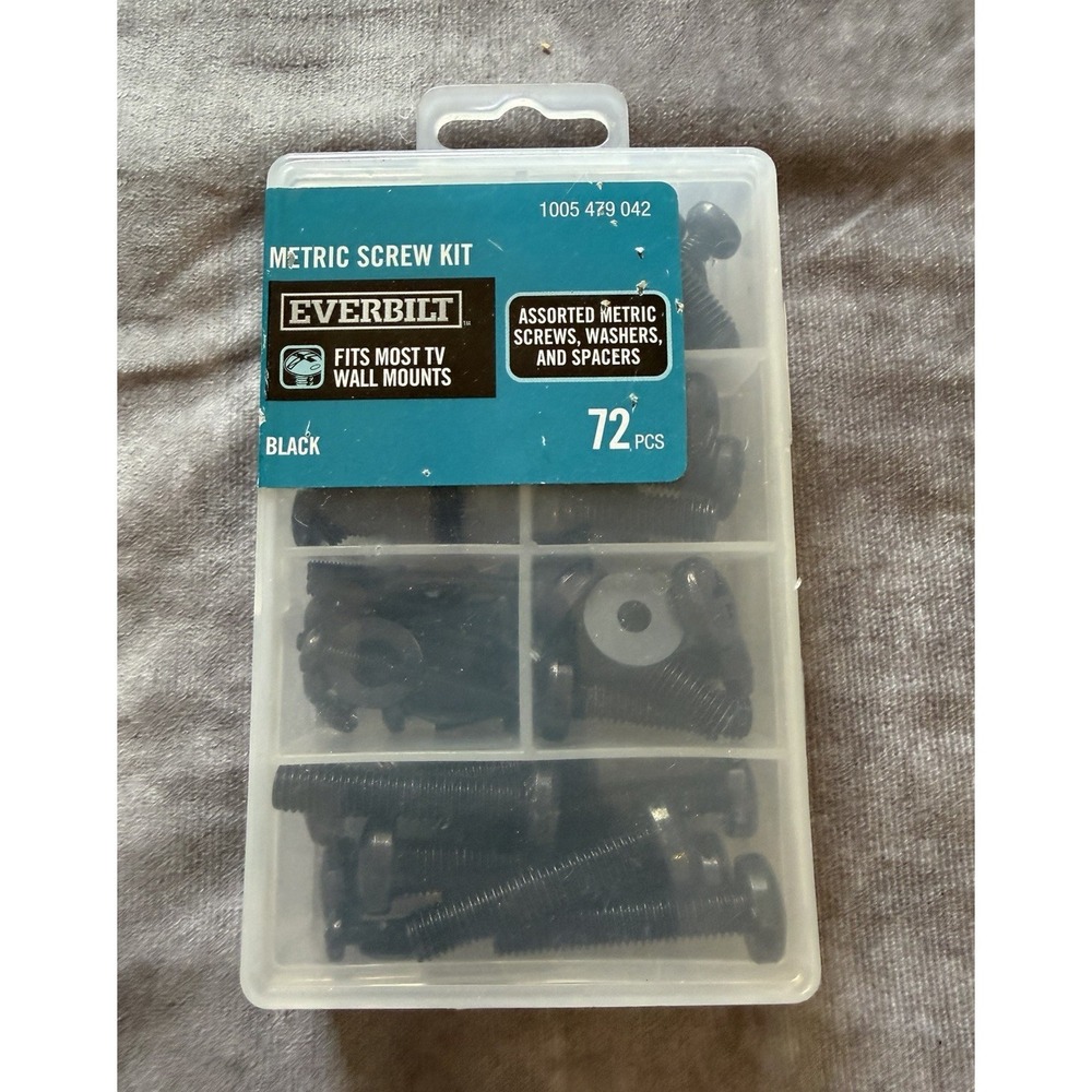 Everbilt M8 Metric Machine Screws Kit, Phillips Pan Head Nylon Black 72pc